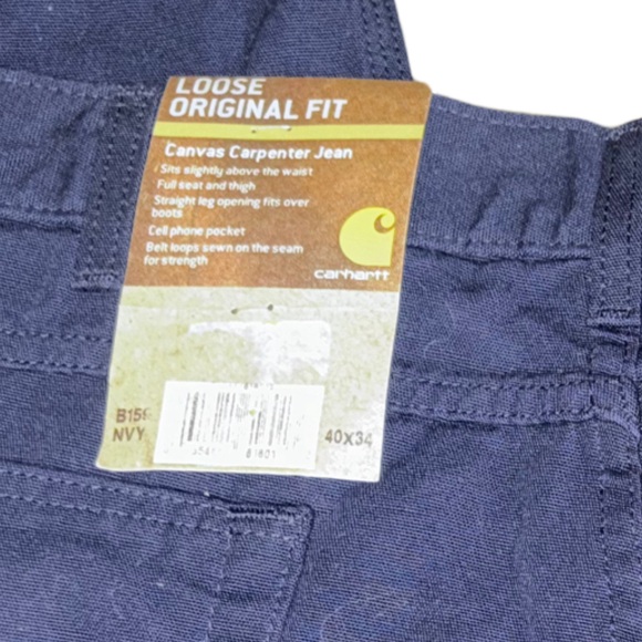 Carhartt Navy Canvas Carpenter Jean Loose Original Fit 40x34 New! - Picture 3 of 9